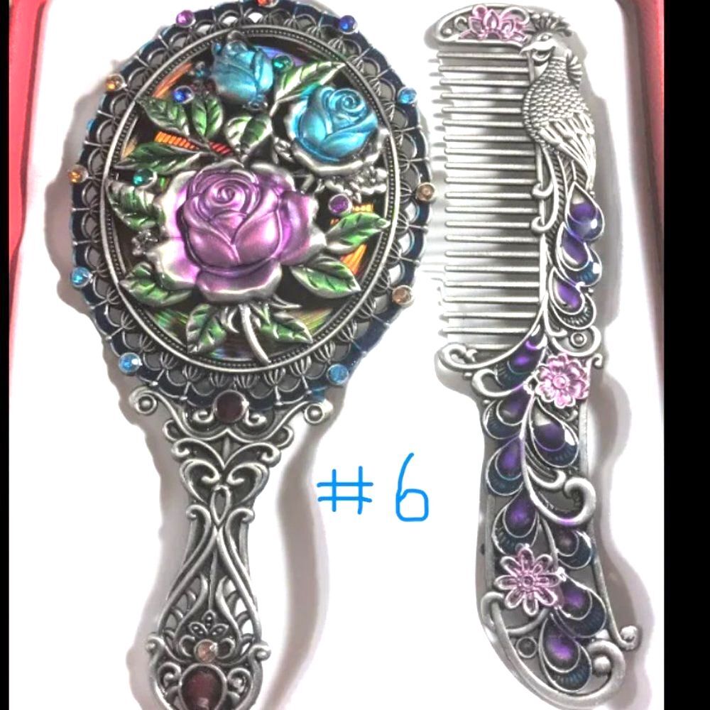 Beautiful Enamel Mirror & Comb Set -NIB - Multiple Styles Available- You… - Picture 6 of 9